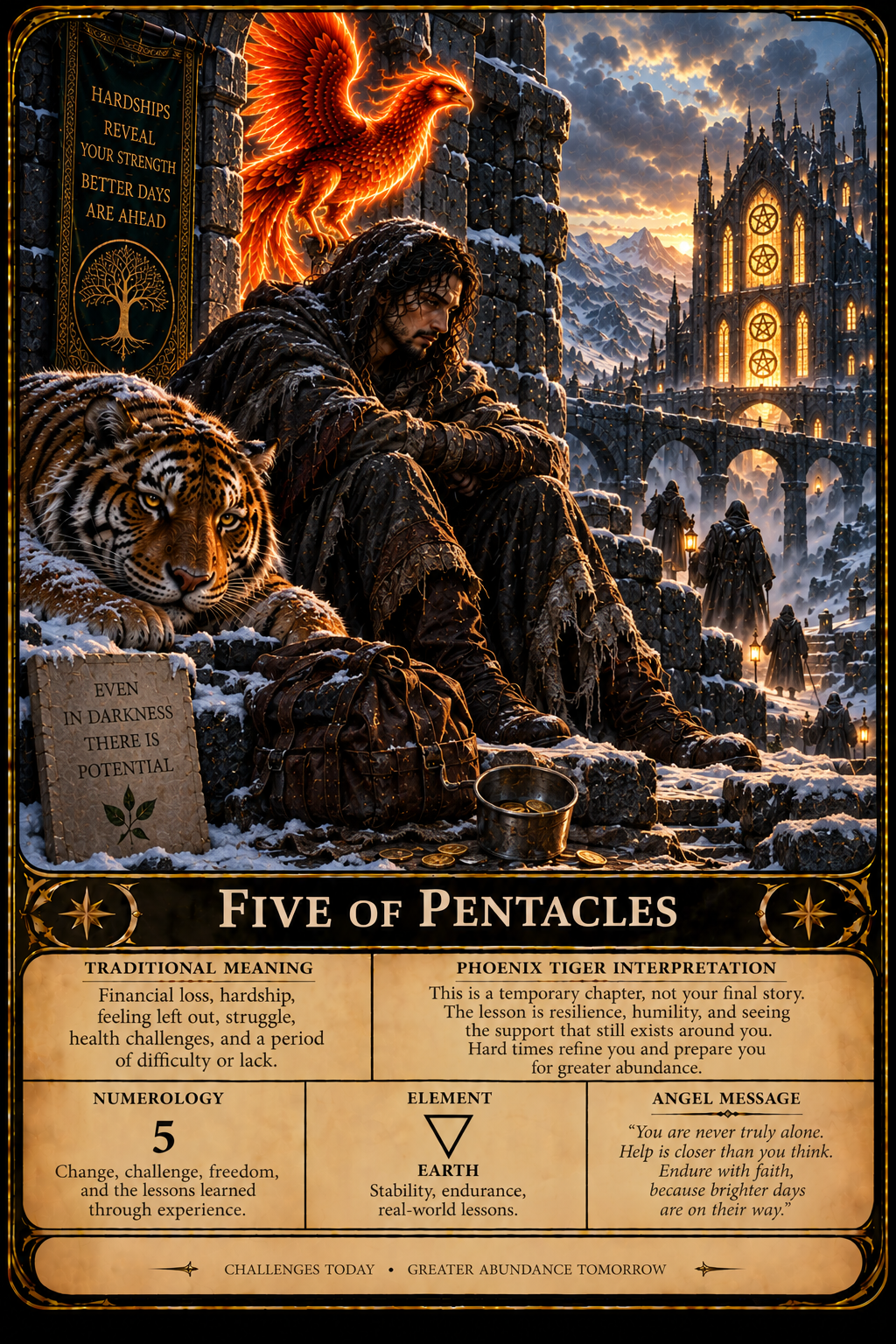 🔥 Phoenix Tiger: Initiation — 78-Card Learning Tarot Deck! (click here)