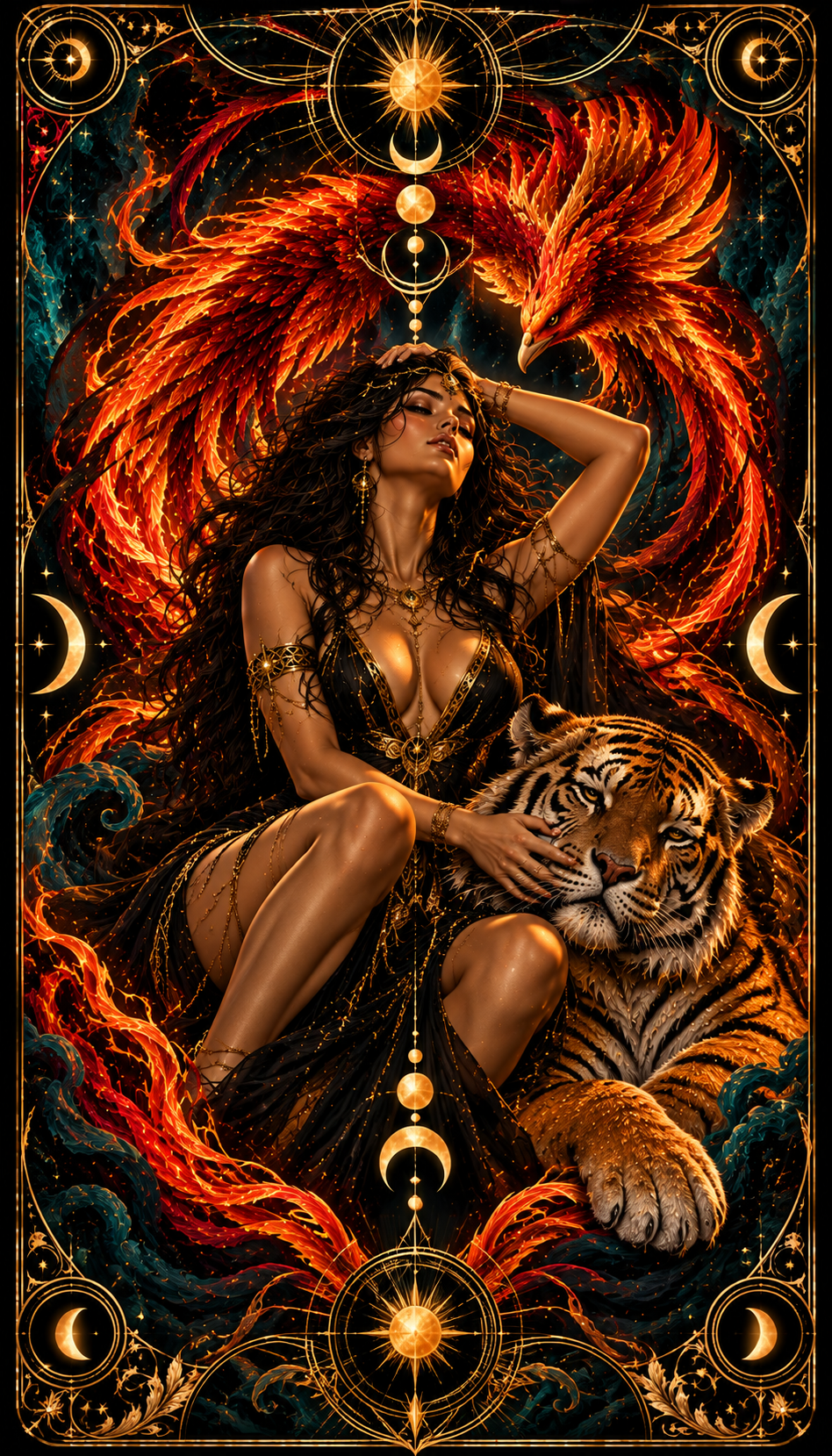 🔥 Phoenix Tiger: Initiation — 78-Card Learning Tarot Deck! (click here)